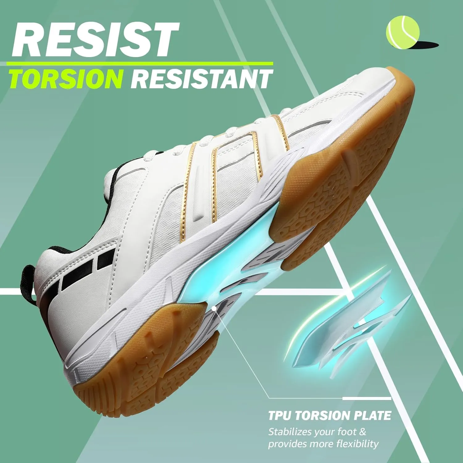 ASHION Pickleball Shoes for Men Tennis Shoes Sneakers for All Court Racquetball Athletic Shoes for Racquet Sport | Arch Support