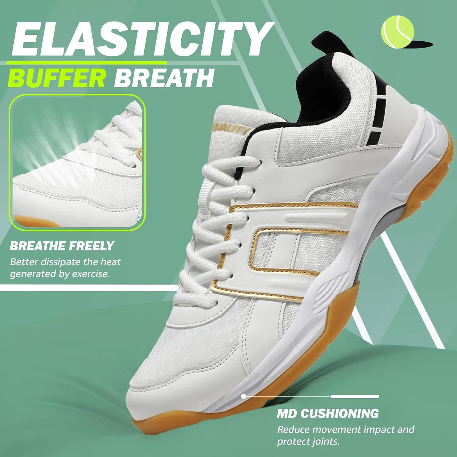 ASHION Pickleball Shoes for Men Tennis Shoes Sneakers for All Court Racquetball Athletic Shoes for Racquet Sport | Arch Support