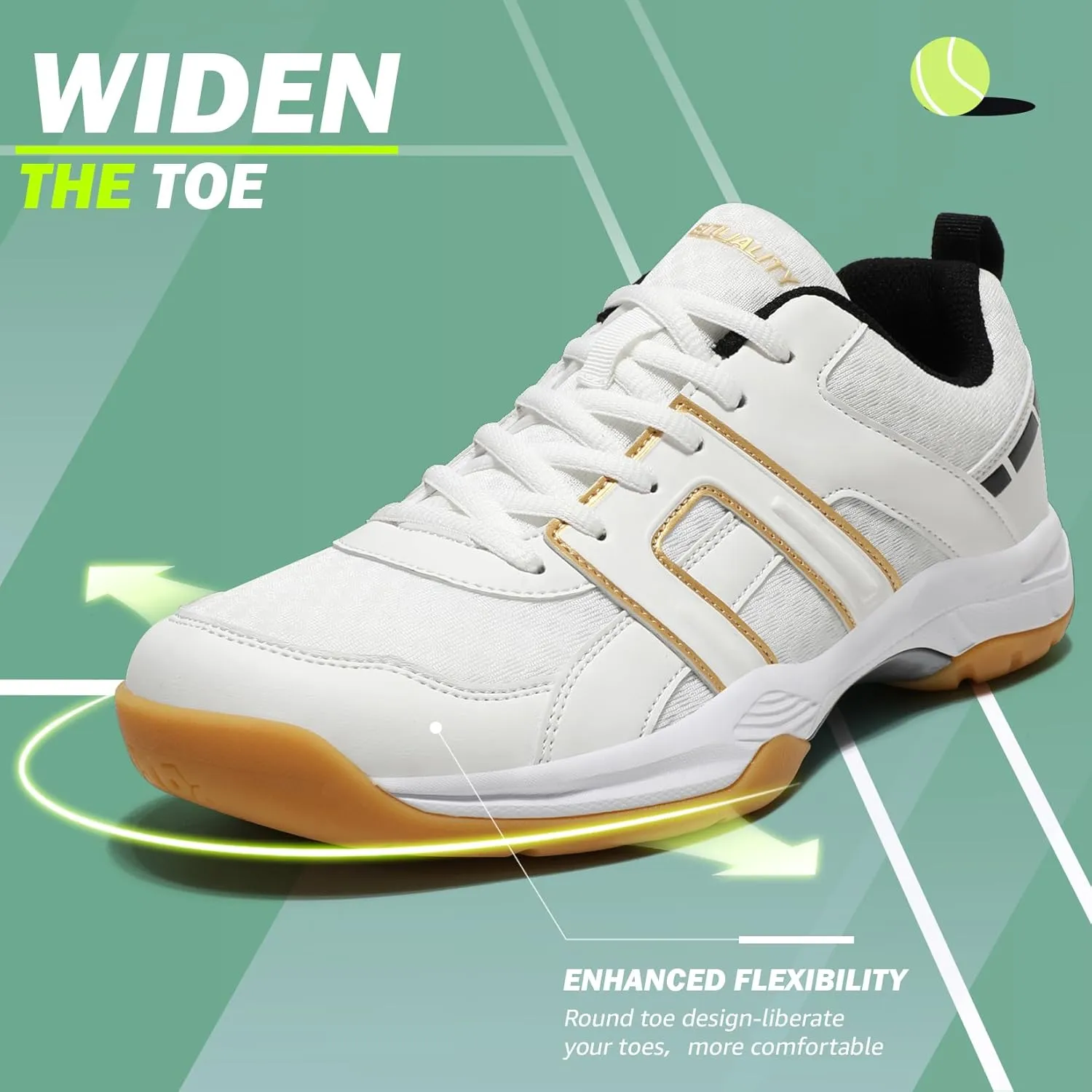 ASHION Pickleball Shoes for Men Tennis Shoes Sneakers for All Court Racquetball Athletic Shoes for Racquet Sport | Arch Support