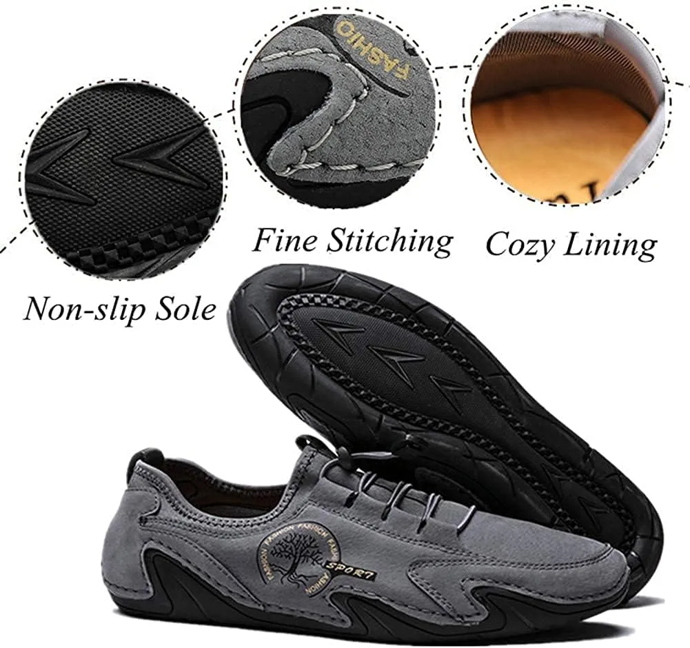 Asifn Men's Casual Loafers Slip On Boat Shoes Comfort Driving Outdoor Work Office Dress Sneakers Leather Lace up Mocassins