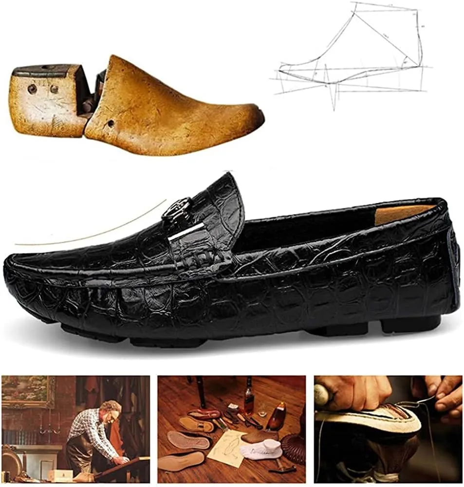 Asifn Mens Leather Loafers Slip-Ons Casual Driving Flat Walking Moccasin Business Boat Shoes Fashion Slipper Wedding