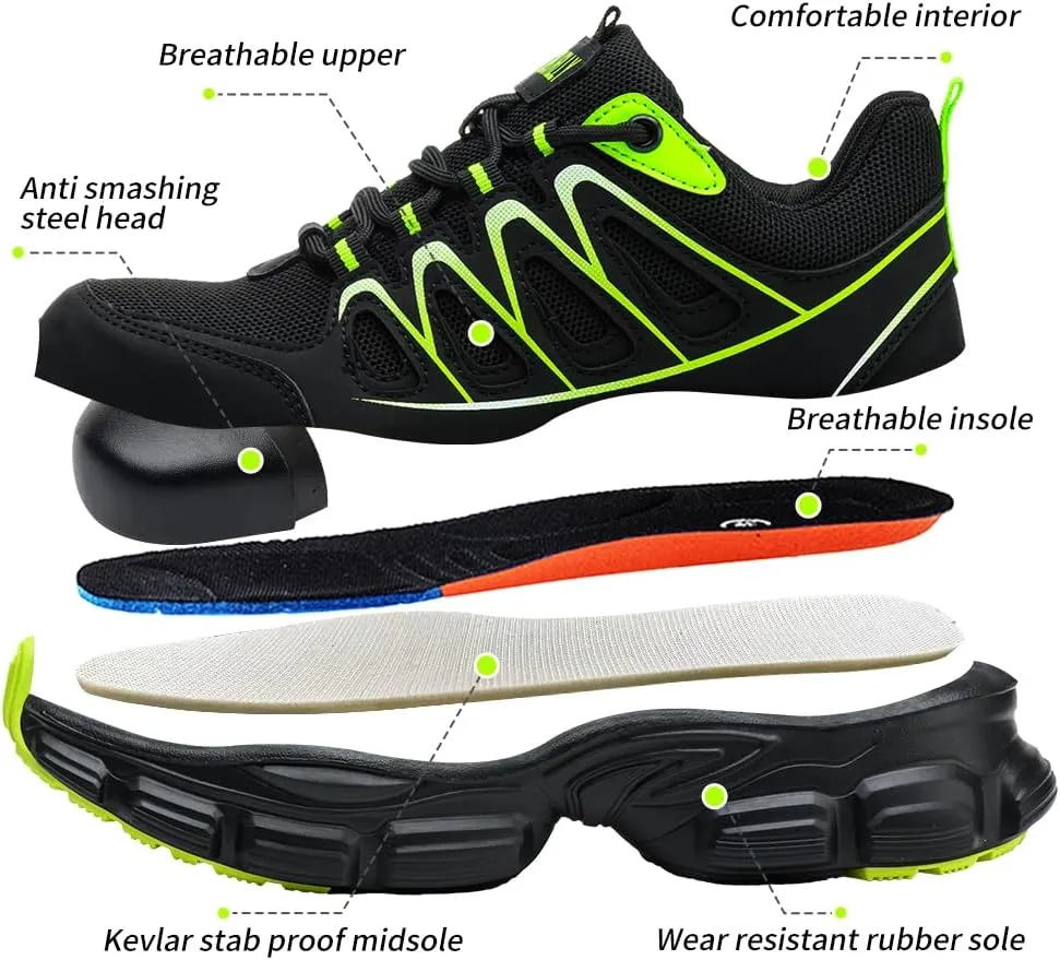 Asiman Steel Toe Shoes for Women Pink Safety Toe Shoes Breathable Lightweight Composite Work Sneakers