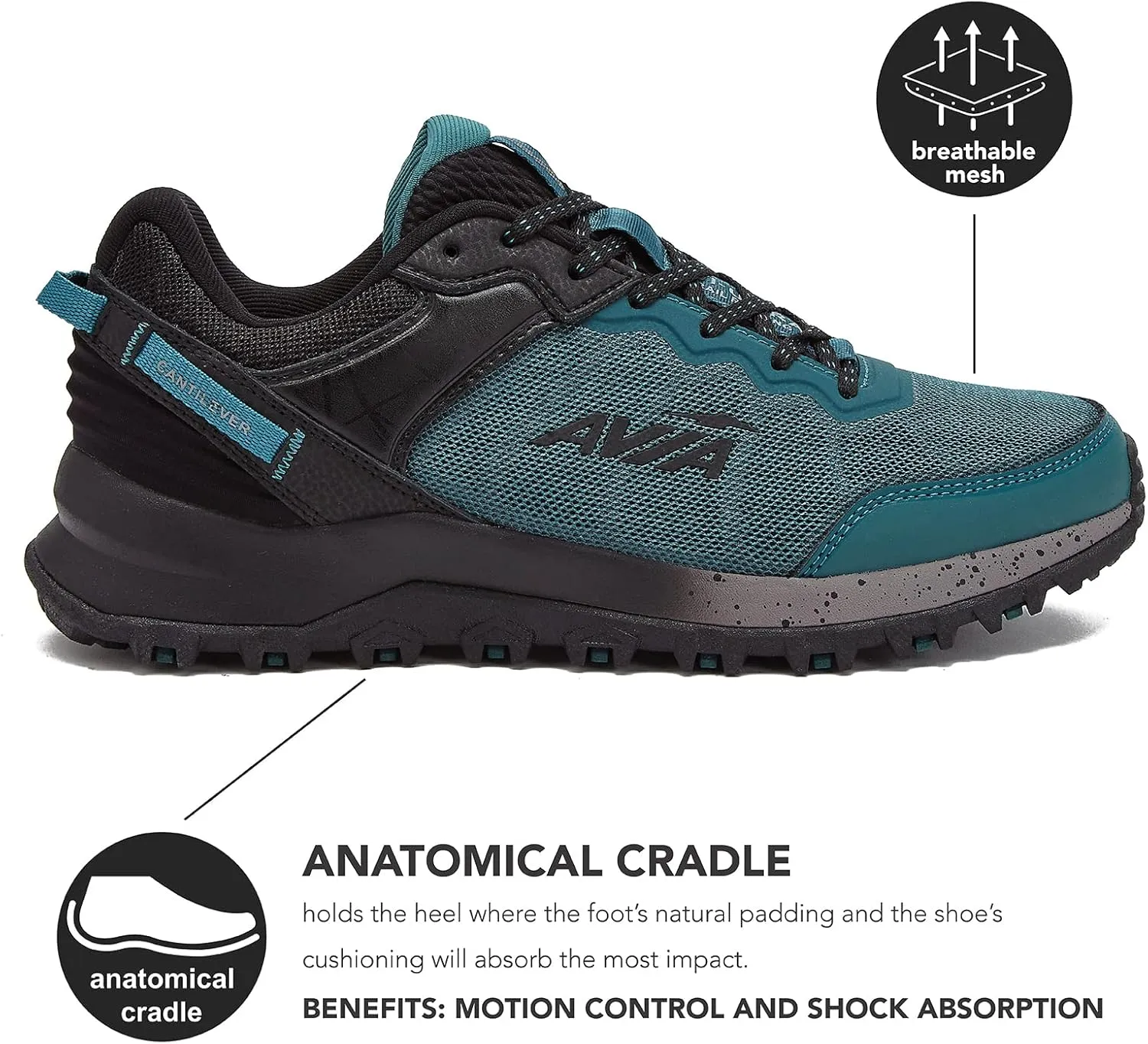 Avia Ultra Men’s Trail Running Shoes, Lightweight Breathable Mesh Sneakers for Men