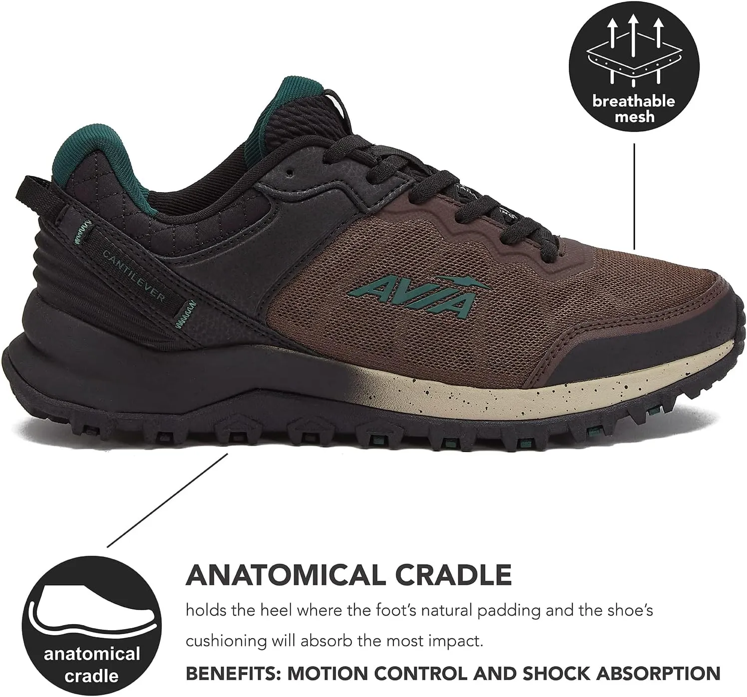 Avia Ultra Men’s Trail Running Shoes, Lightweight Breathable Mesh Sneakers for Men