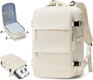 Beige Travel Backpack For Women Men Airline Approved Carry On Backpack For Airplanes Personal Item Bag For Airlines Backpack For Traveling On Airplane Waterproof Gym Backpack Weekender Travel Bag