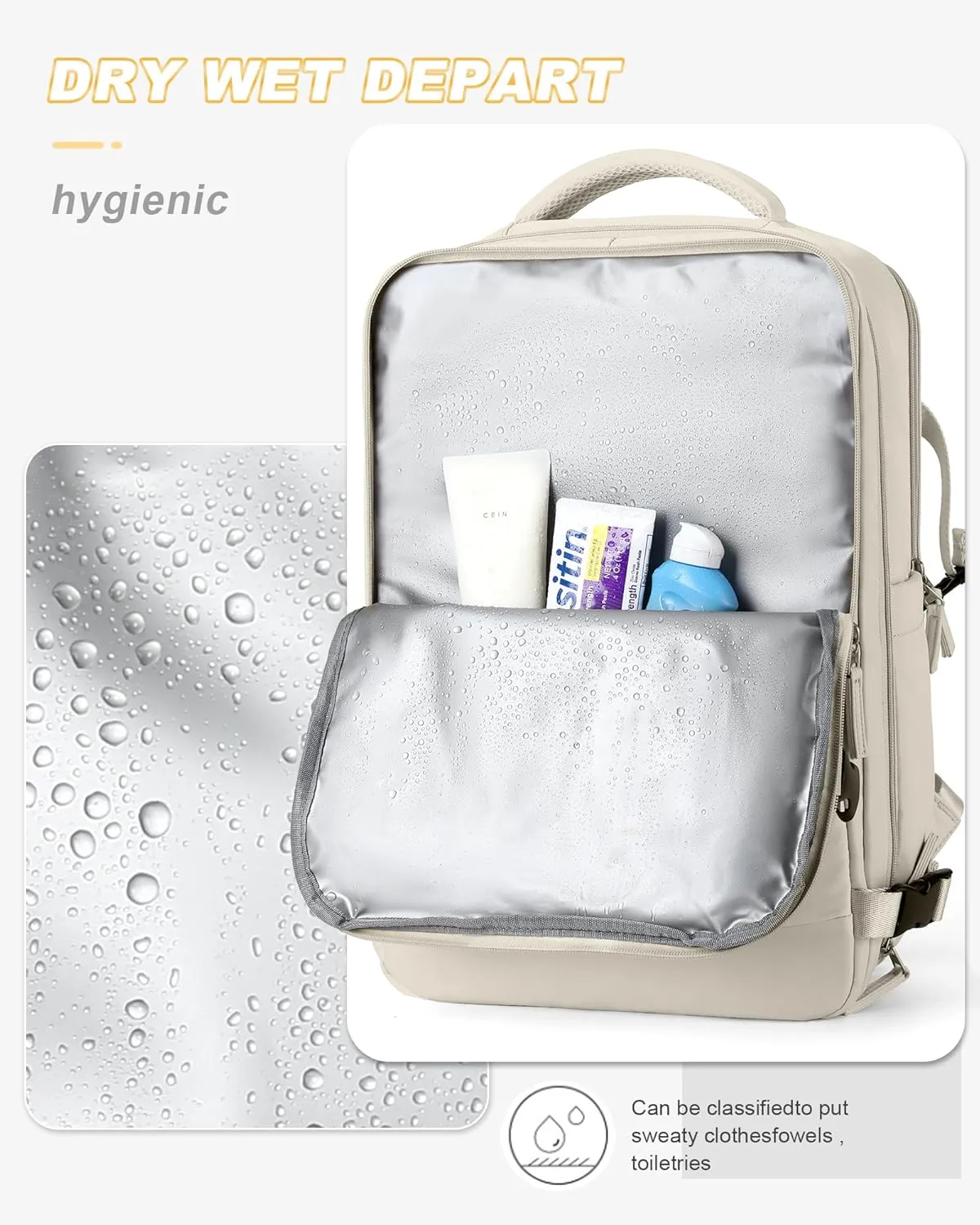 Beige Travel Backpack For Women Men Airline Approved Carry On Backpack For Airplanes Personal Item Bag For Airlines Backpack For Traveling On Airplane Waterproof Gym Backpack Weekender Travel Bag