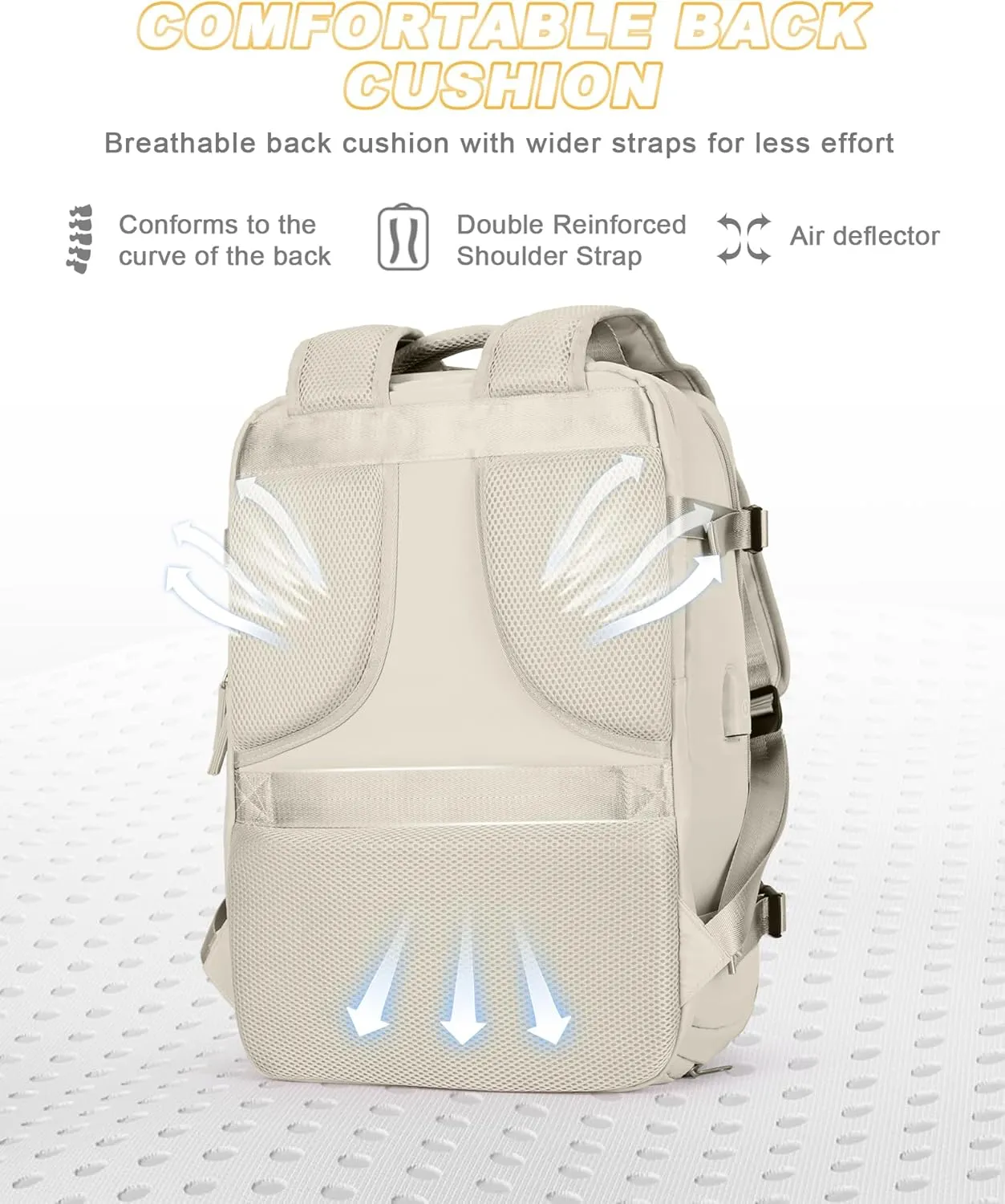 Beige Travel Backpack For Women Men Airline Approved Carry On Backpack For Airplanes Personal Item Bag For Airlines Backpack For Traveling On Airplane Waterproof Gym Backpack Weekender Travel Bag