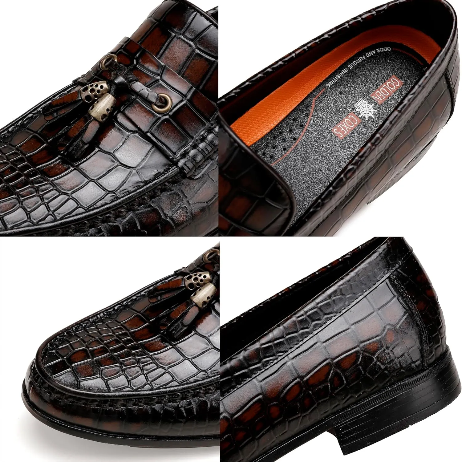 Black Tassel Loafer for Mens, Classic Smooth Leather Tassel Dress Shoes for Men