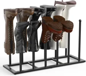 Boot Rack, 19.5 Inches Boot Rack Organizer Tall Boots, Stainless Steel Boot Storage Holder, Free Standing Boot Racks for 6 Pairs Entryway, Closet, Black