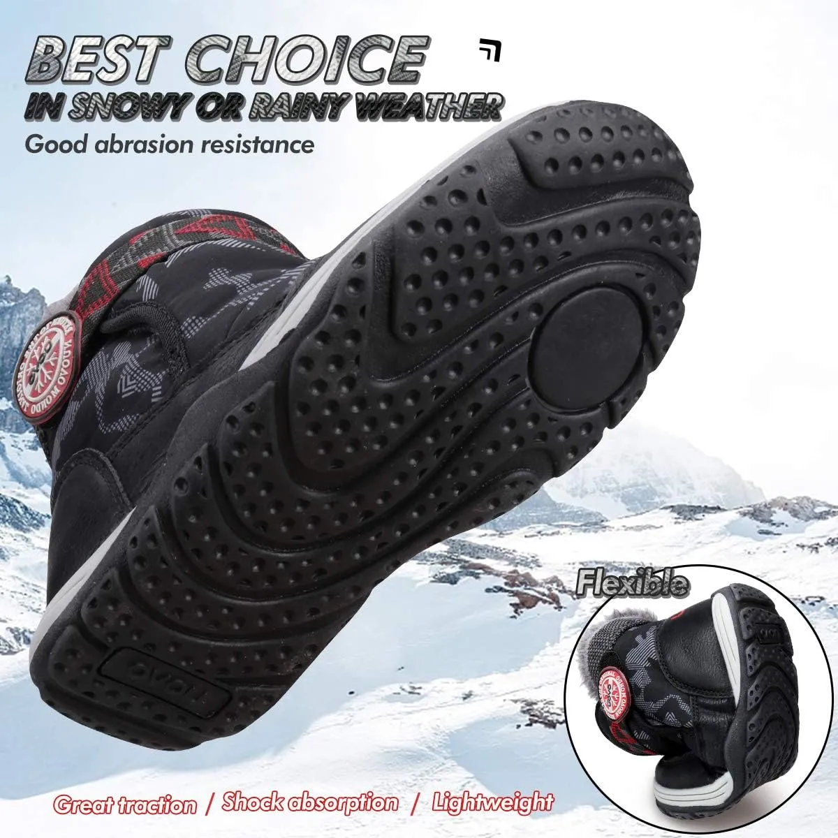 Boys Snow Boots Boys Winter Boots for Kids Waterproof Winter Snow Boots for Boys Warm Fur Lined Slip Resistant Outdoor (Toddler/Little Boys)
