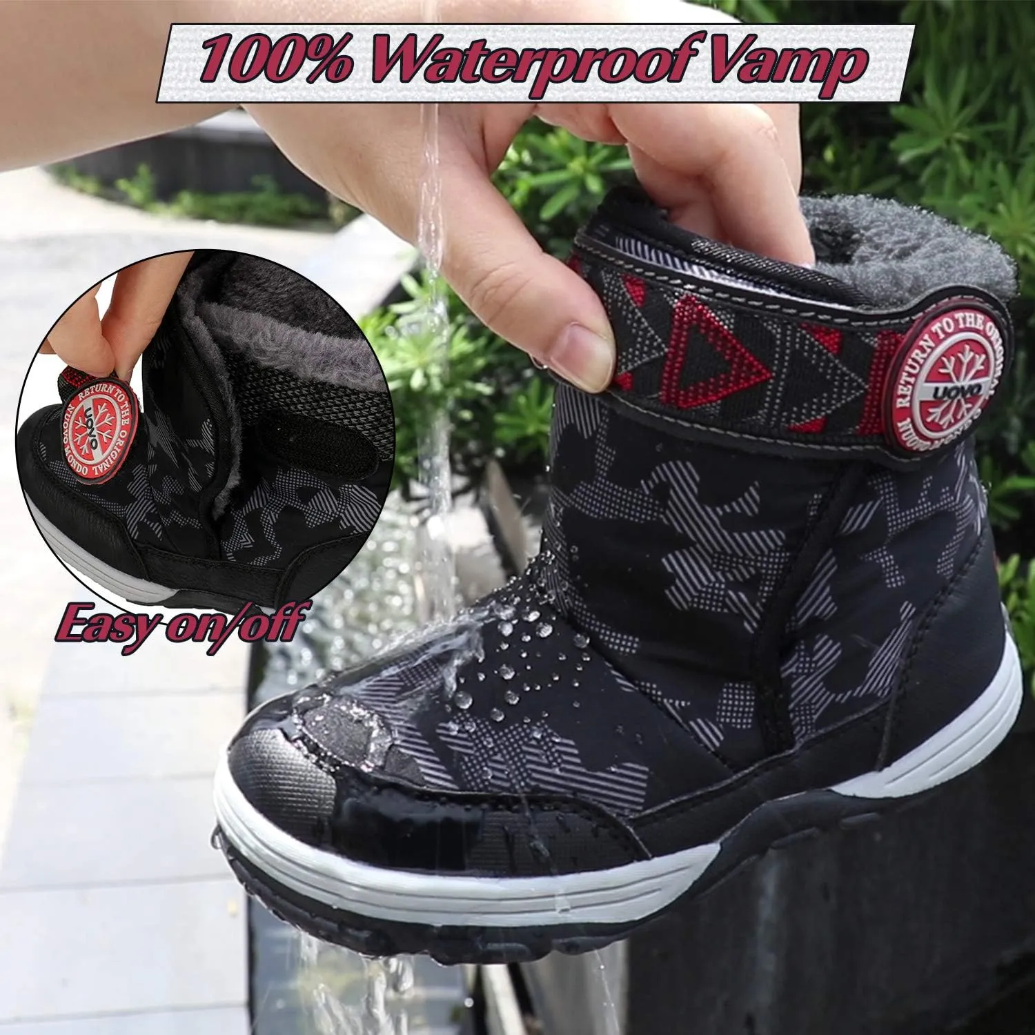 Boys Snow Boots Boys Winter Boots for Kids Waterproof Winter Snow Boots for Boys Warm Fur Lined Slip Resistant Outdoor (Toddler/Little Boys)