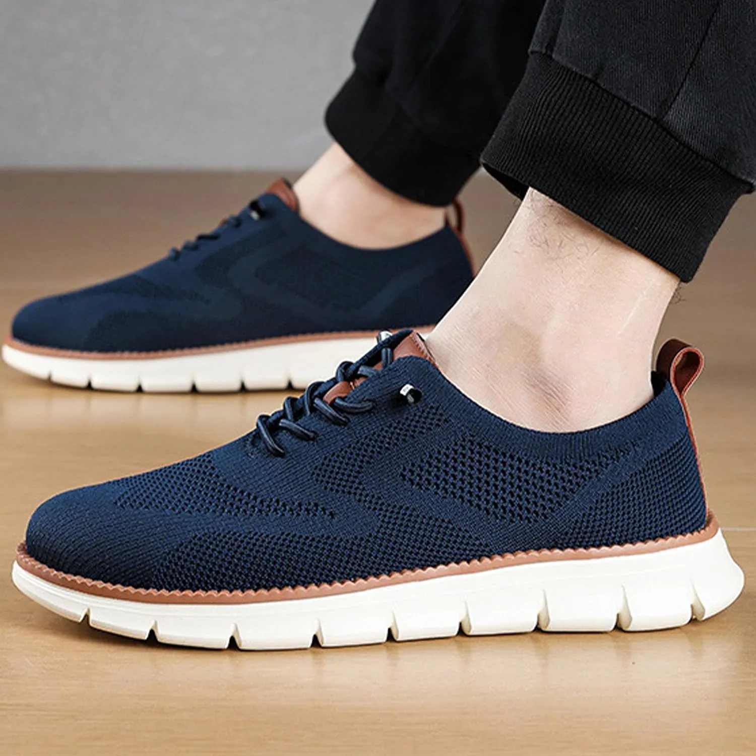 Breeze Shoes for Men Oxfords, Business Casual Shoes Breathable Mesh, Lace-Up Lightweight Sneakers Walking Shoe