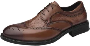 Business Formal Men Leather Shoes Casual Shoes Youth Trend Pointed Men Shoes Brogue Carved Flat Shoes Versatile Lace-up Loafers Shoes