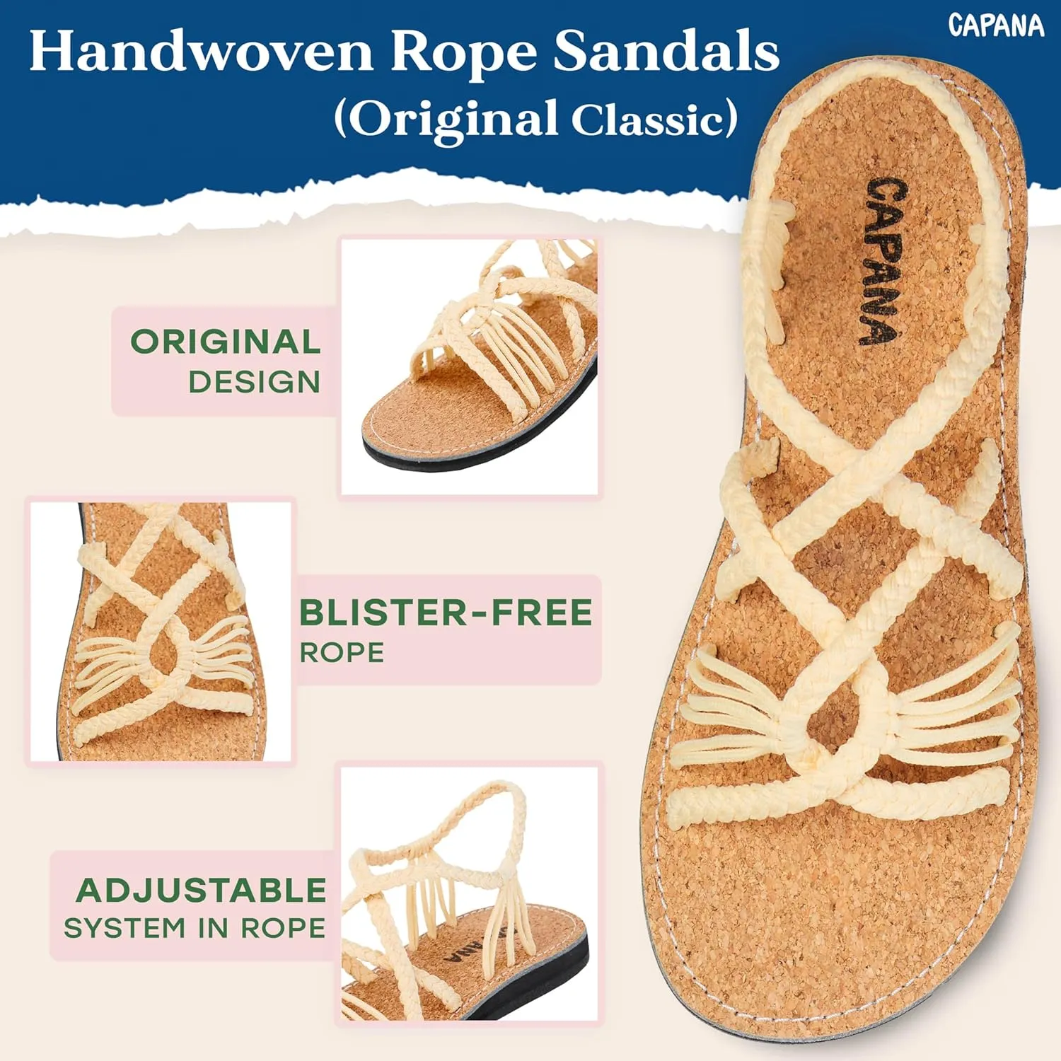Capana Woven Women's Flat Sandals - Strappy Braided, Beach Sandals for Women Dressy Summer, Rope Bohemian Sandals, Spring Casual Womens Shoes, Comfy Boho Flats for Teen Girls – Relax (2nd Version)