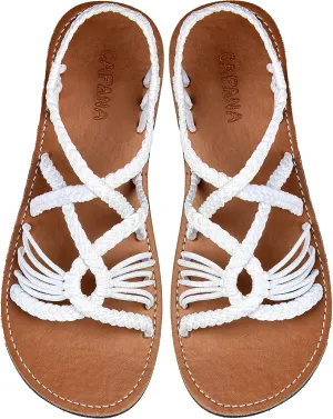 Capana Woven Women's Flat Sandals - Strappy Braided, Beach Sandals for Women Dressy Summer, Rope Bohemian Sandals, Spring Casual Womens Shoes, Comfy Boho Flats for Teen Girls – Relax (2nd Version)