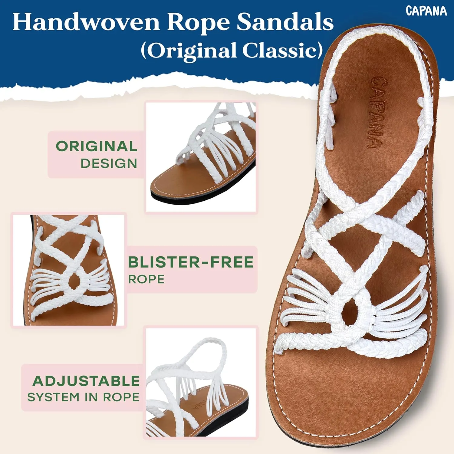 Capana Woven Women's Flat Sandals - Strappy Braided, Beach Sandals for Women Dressy Summer, Rope Bohemian Sandals, Spring Casual Womens Shoes, Comfy Boho Flats for Teen Girls – Relax (2nd Version)