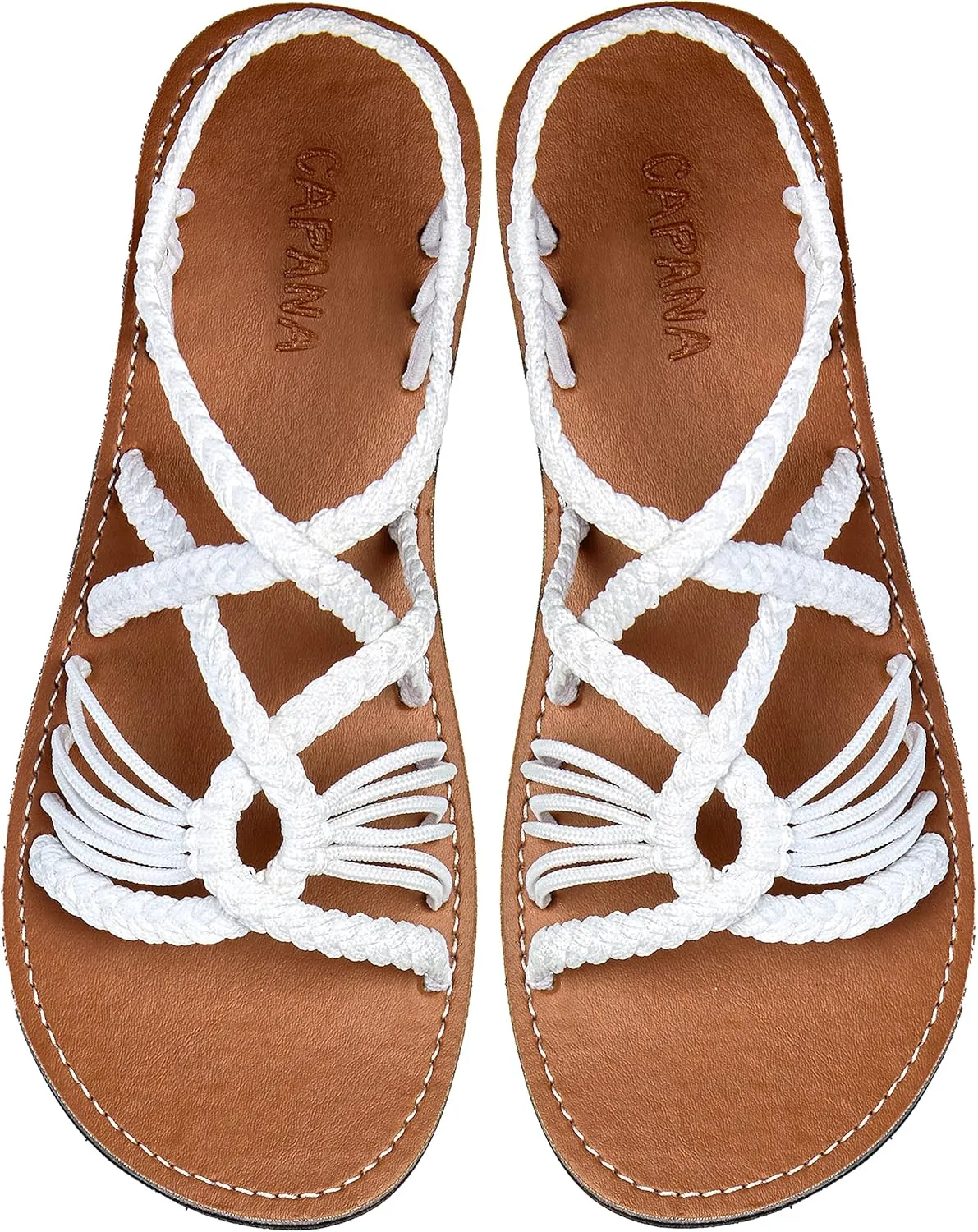 Capana Woven Women's Flat Sandals - Strappy Braided, Beach Sandals for Women Dressy Summer, Rope Bohemian Sandals, Spring Casual Womens Shoes, Comfy Boho Flats for Teen Girls – Relax (2nd Version)