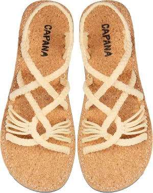 Capana Woven Women's Flat Sandals - Strappy Braided, Beach Sandals for Women Dressy Summer, Rope Bohemian Sandals, Spring Casual Womens Shoes, Comfy Boho Flats for Teen Girls – Relax (2nd Version)