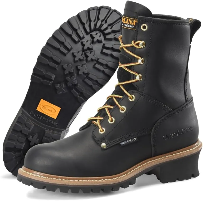 Carolina Elm 8" Logger Steel Toe Work Boots for Men - Crazy Horse Leather Upper, Pillow Cushion Footbed, and Oil- and Slip-Resistant Outsole, EH-Rated