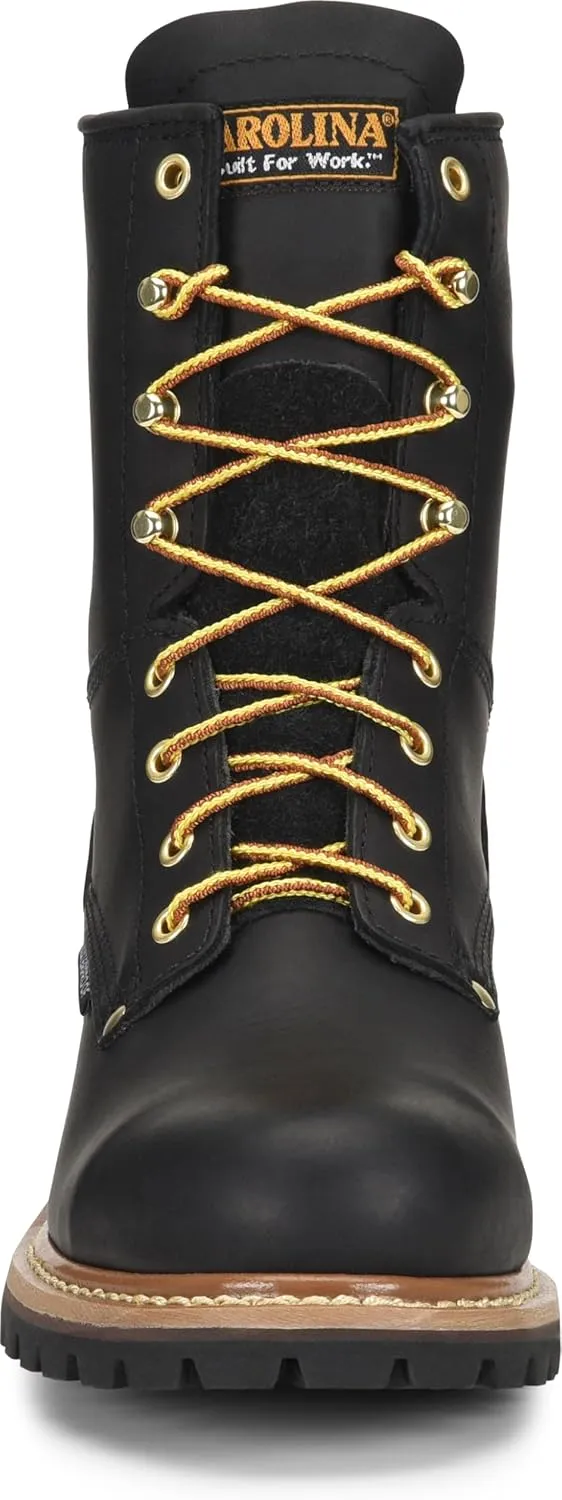 Carolina Elm 8" Waterproof Logger Boots for Men - Crazy Horse Leather Upper, Pillow Cushion Footbed, and Oil- and Slip-Resistant Outsole, EH-Rated
