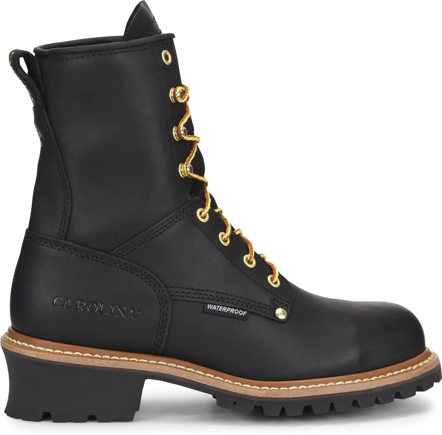 Carolina Elm 8" Waterproof Logger Boots for Men - Crazy Horse Leather Upper, Pillow Cushion Footbed, and Oil- and Slip-Resistant Outsole, EH-Rated