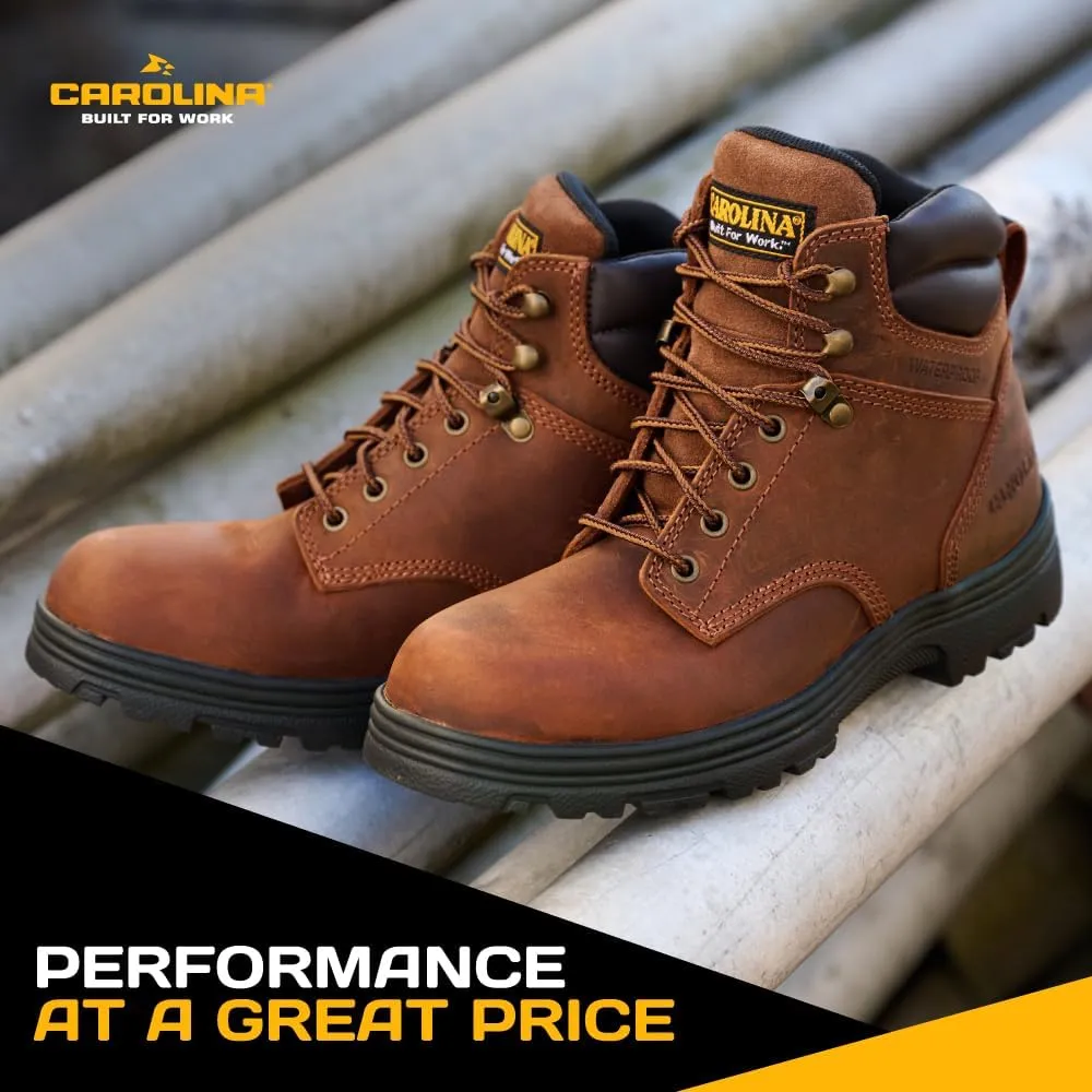 Carolina Engineer 6” Work Boots for Men - Waterproof Boots with Durable Leather Uppers, Comfort Footbeds, and Slip-Resistant Lug Outsoles, EH Rated