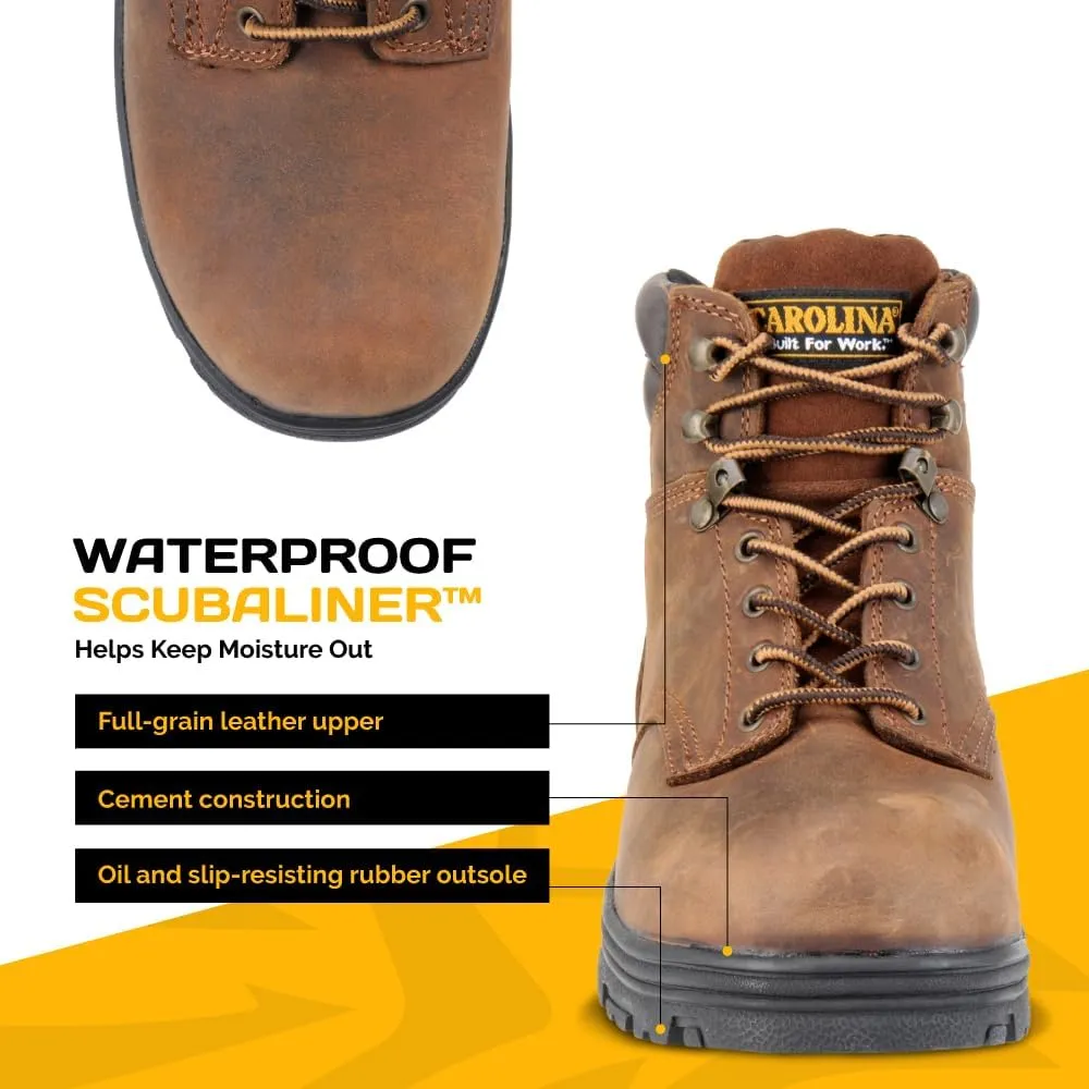 Carolina Engineer 6” Work Boots for Men - Waterproof Boots with Durable Leather Uppers, Comfort Footbeds, and Slip-Resistant Lug Outsoles, EH Rated
