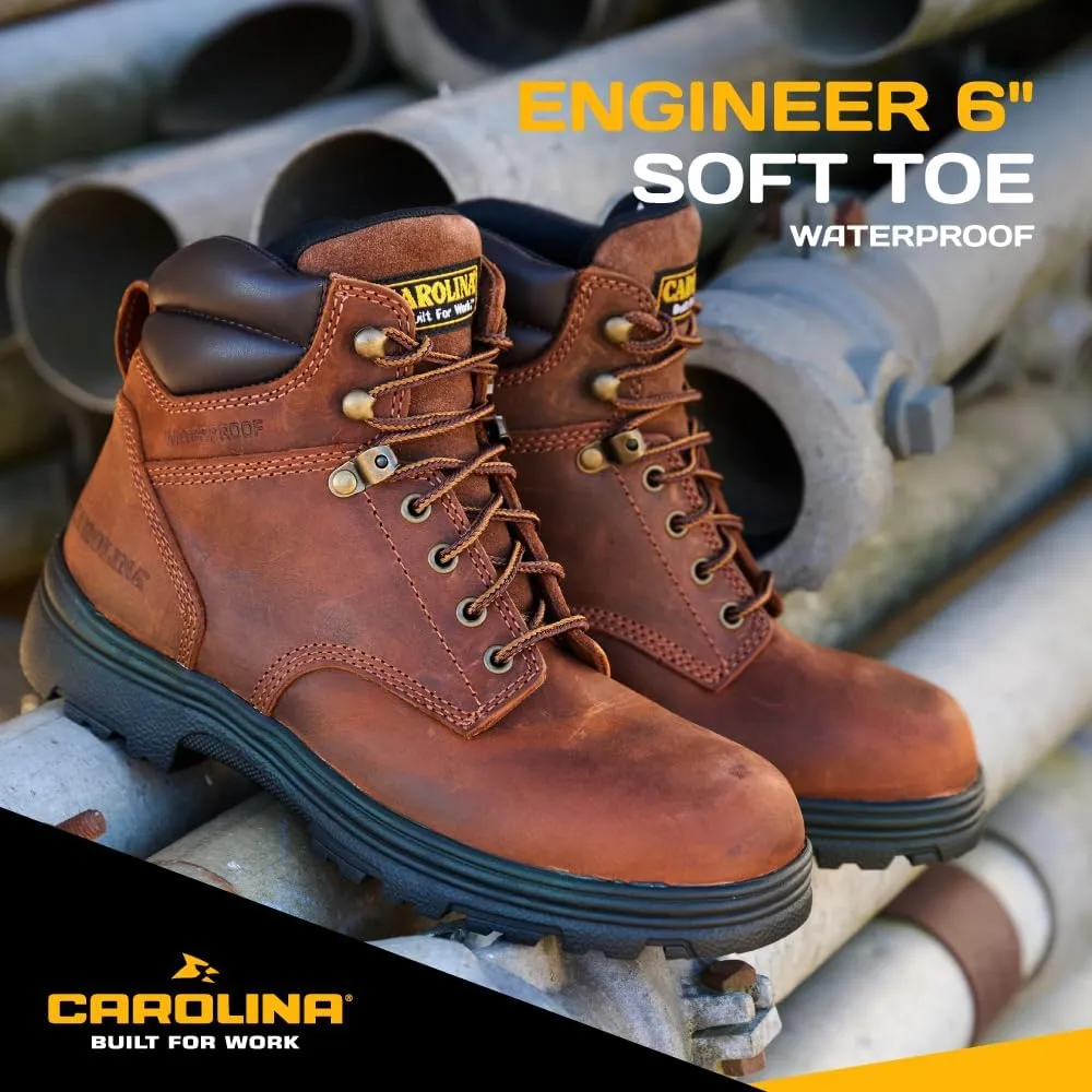 Carolina Engineer 6” Work Boots for Men - Waterproof Boots with Durable Leather Uppers, Comfort Footbeds, and Slip-Resistant Lug Outsoles, EH Rated