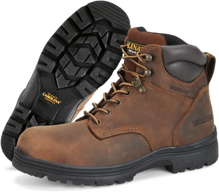 Carolina Engineer 6” Work Boots for Men - Waterproof Boots with Durable Leather Uppers, Comfort Footbeds, and Slip-Resistant Lug Outsoles, EH Rated