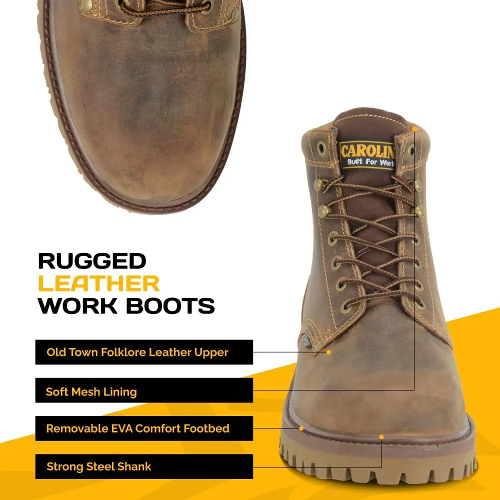 Carolina Marlboro Lo 6” Waterproof Steel Toe Boots for Men - Leather with Breathable Lining, EVA Footbed, Oil & Slip-Resistant Lug Outsole, EH Rated