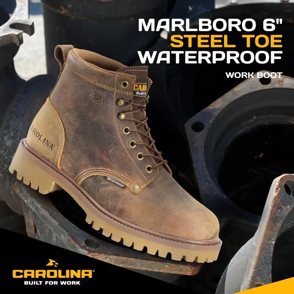 Carolina Marlboro Lo 6” Waterproof Steel Toe Boots for Men - Leather with Breathable Lining, EVA Footbed, Oil & Slip-Resistant Lug Outsole, EH Rated