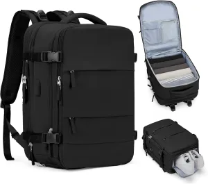 Casual Backpack Traveling Backpack, A-black, Expandable, Modern