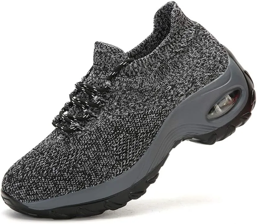 CHICLOVEY Women's Mesh Wedges Platform Loafers Lace-up Air Cushion Running Dance Shoes