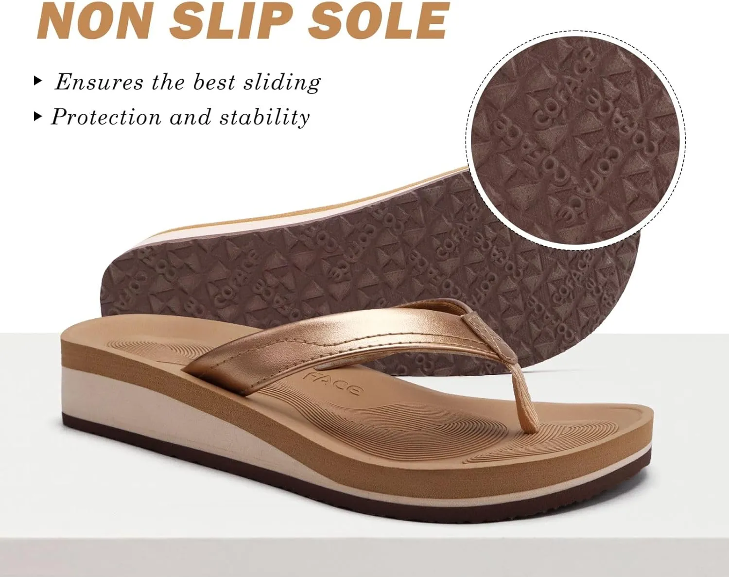 COFACE Flip Flops for Women With Comfortable Arch Support Ladies Fashion Platform Thong Sandals Soft Yoga Mat Sole For Beach/Indoor Outdoor
