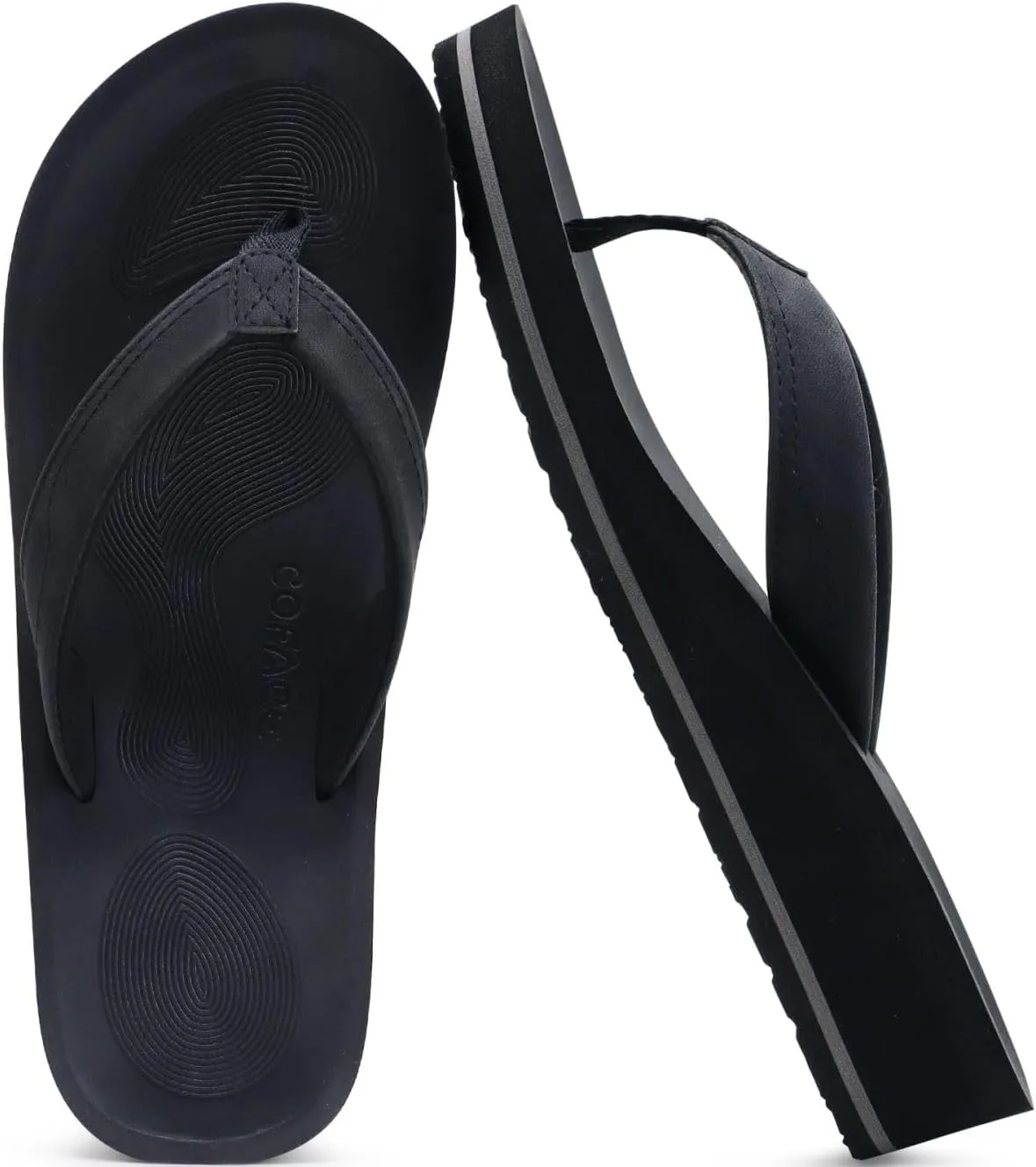 COFACE Flip Flops for Women With Comfortable Arch Support Ladies Fashion Platform Thong Sandals Soft Yoga Mat Sole For Beach/Indoor Outdoor