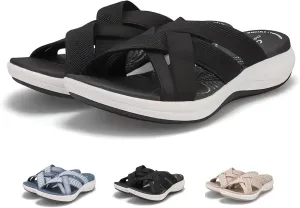 Comfortable Recovery Orthopedic Walking Plantar Fasciitis Slides Sandals for Women with Arch Support Wide Width