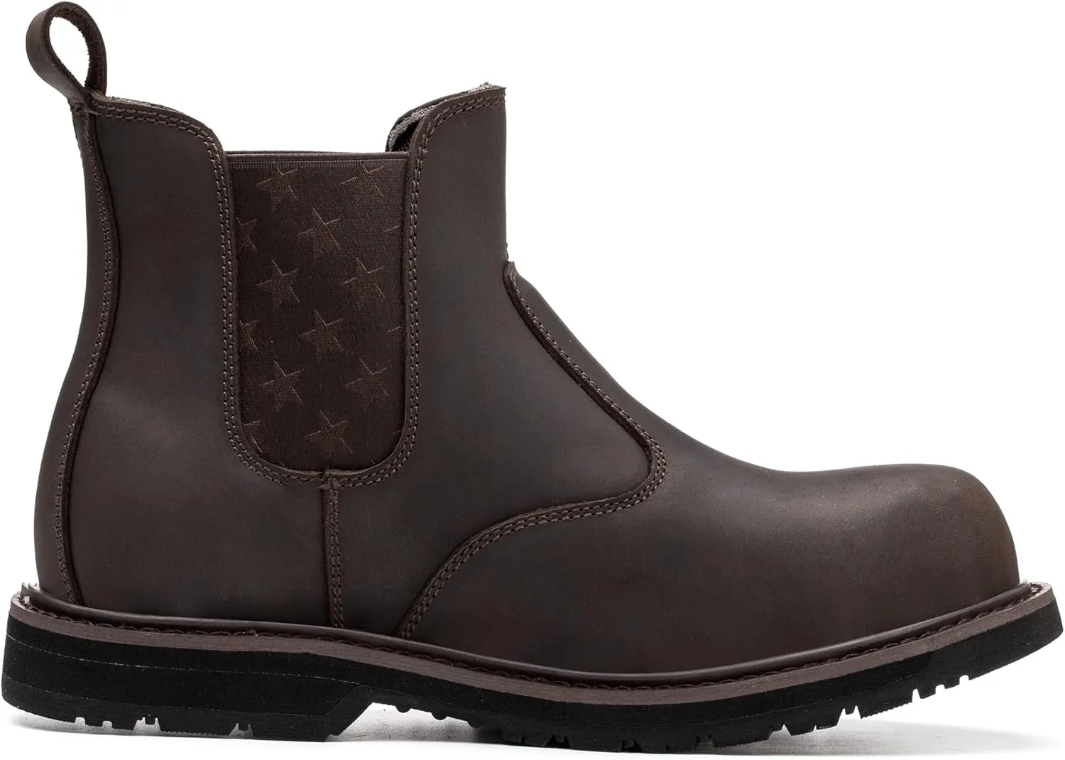 Composite/Steel Toe Chelsea Work Boots for Men Fashion Classic Ankle Industrial Construction Insulated Safety Shoes 6 Inch Full Grain Leather Brown Black