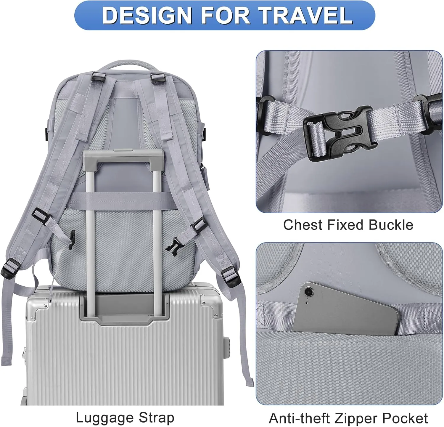 coofay Expandable Backpack For Traveling On Airplane Carry On Backpack Flight Approved Personal Item Travel Backpack For Women Men Airline Approved Gym Bag With Shoe Compartment Travel Weekender Bag