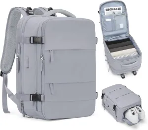 coofay Expandable Backpack For Traveling On Airplane Carry On Backpack Flight Approved Personal Item Travel Backpack For Women Men Airline Approved Gym Bag With Shoe Compartment Travel Weekender Bag