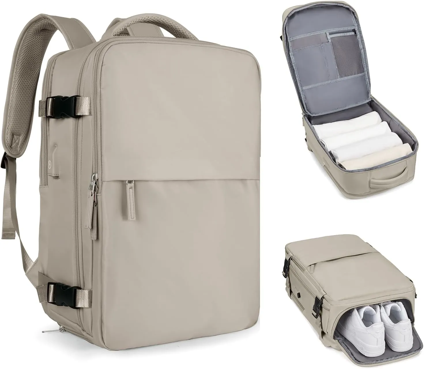 coofay Laptop Travel Backpack For Women Men Airline Approved Carry On Bags For Airplanes Underseat Luggage Backpack For Traveling On Airplane Personal Item Travel Bag For Airlines Light Brown
