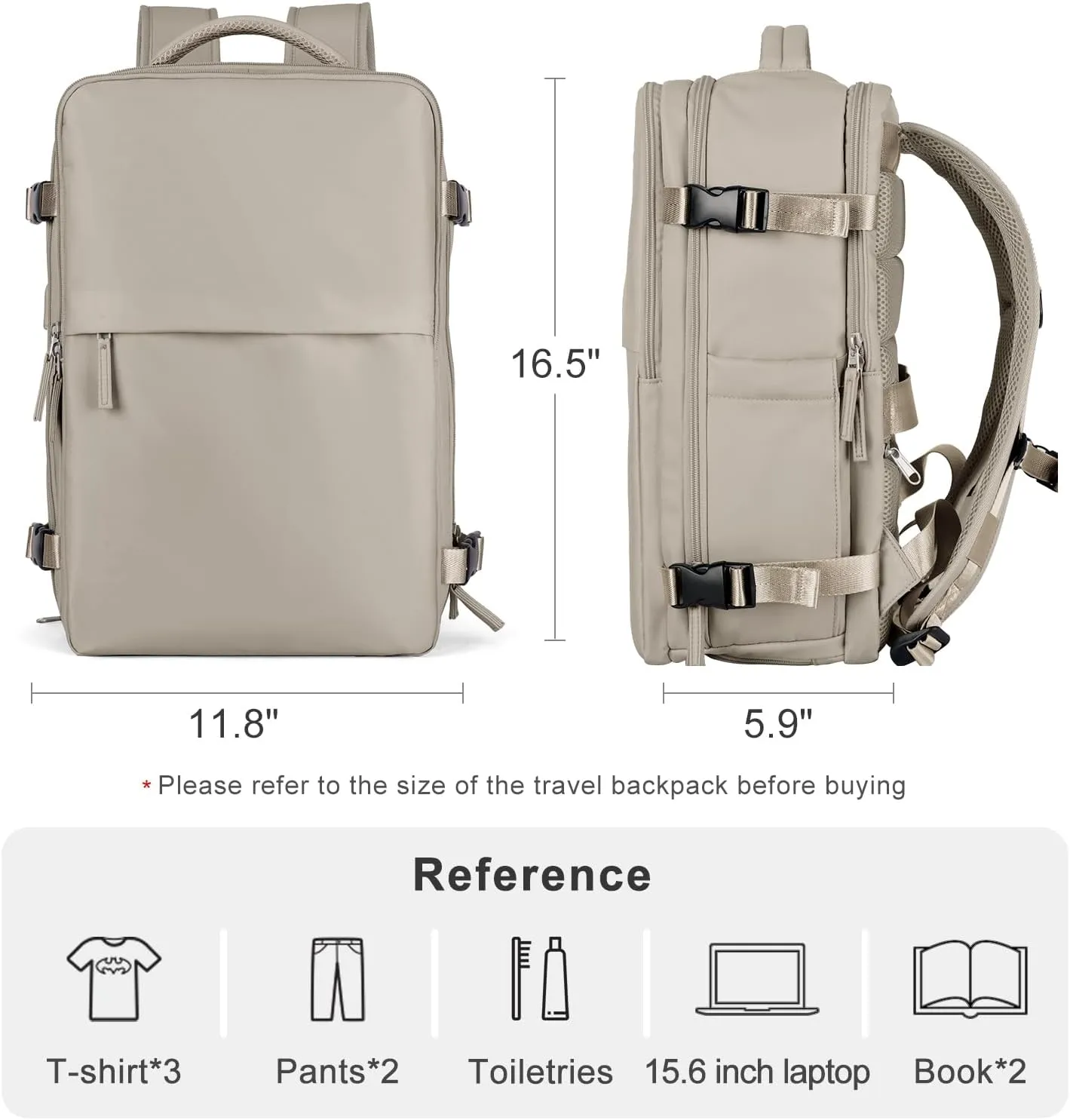 coofay Laptop Travel Backpack For Women Men Airline Approved Carry On Bags For Airplanes Underseat Luggage Backpack For Traveling On Airplane Personal Item Travel Bag For Airlines Light Brown