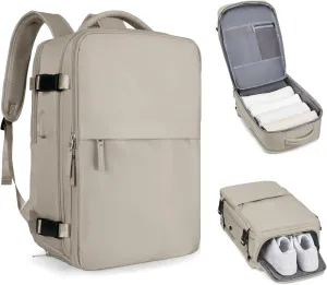 coofay Laptop Travel Backpack For Women Men Airline Approved Carry On Bags For Airplanes Underseat Luggage Backpack For Traveling On Airplane Personal Item Travel Bag For Airlines Light Brown