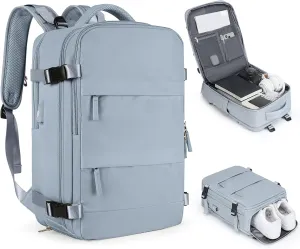 coofay Large Travel Backpack For Women Men Airline Approved Carry On Backpack Flight Approved Waterproof Sports Luggage Backpack Casual Daypack Hiking Backpack Grey Blue