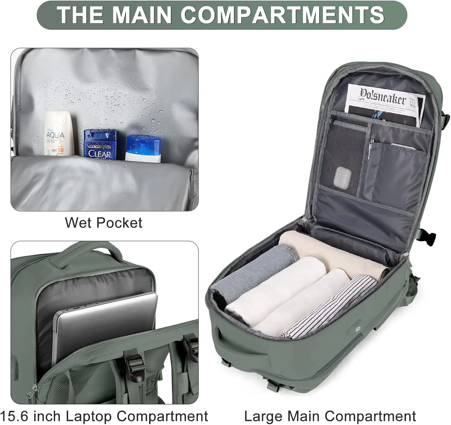 coofay Large Travel Backpack For Women Men Airline Approved Carry On Backpack Flight Approved Waterproof Sports Luggage Backpack Casual Daypack Small Hiking Backpack