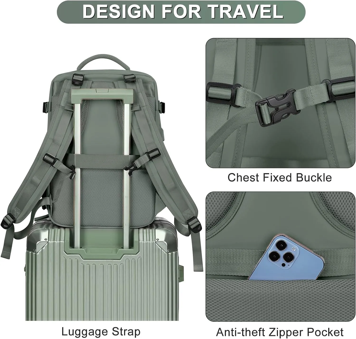 coofay Large Travel Backpack For Women Men Airline Approved Carry On Backpack Flight Approved Waterproof Sports Luggage Backpack Casual Daypack Small Hiking Backpack