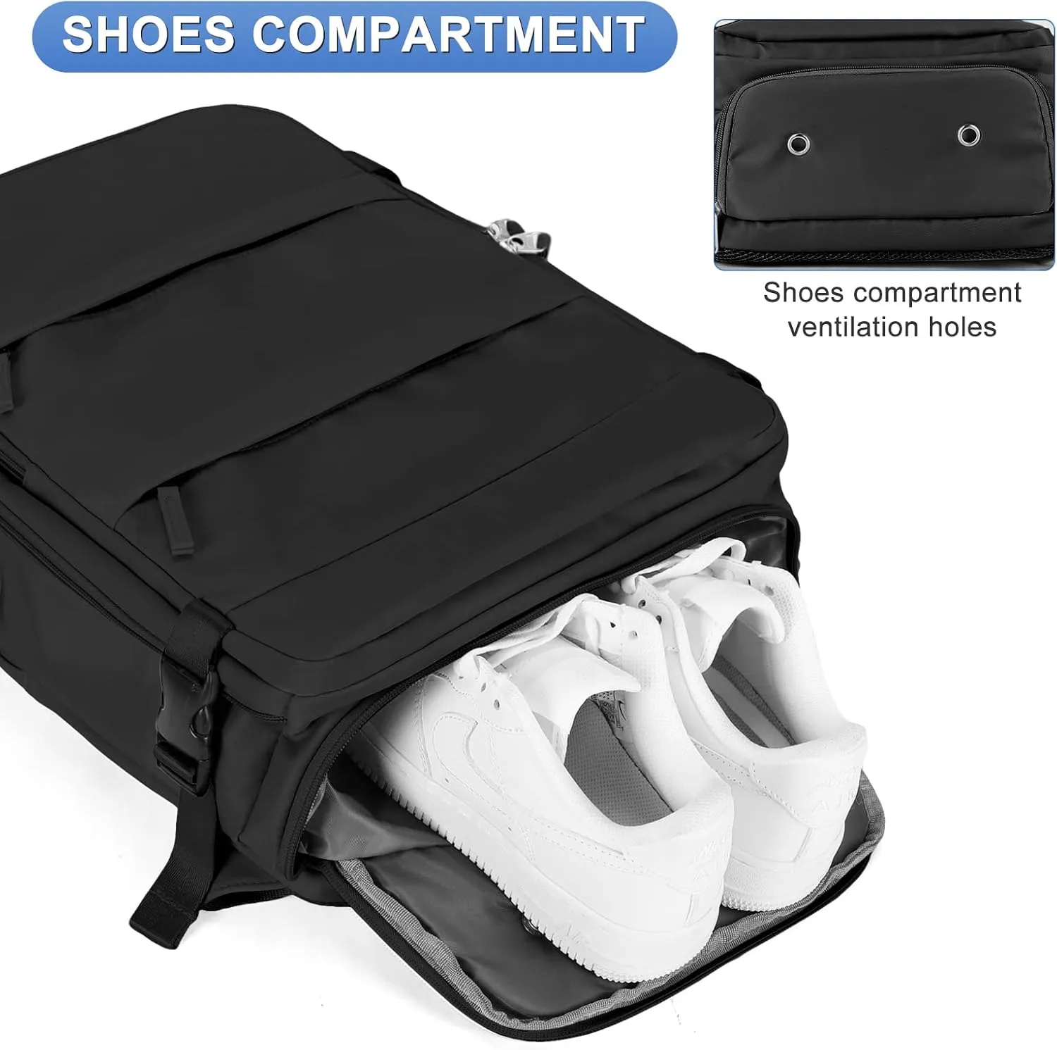 coofay Large Travel Backpack For Women Men Airline Approved Carry On Flight Luggage Waterproof Sports Casual Daypack Small For Hiking Black