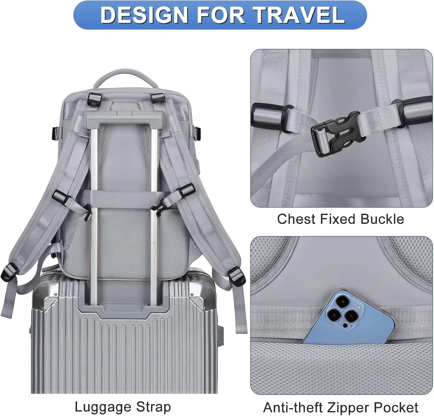 coofay Personal Item Travel Backpack For Women Men Airline Approved Carry On Backpack Flight Approved Waterproof Sports Luggage Backpack Casual Daypack Small Hiking Backpack