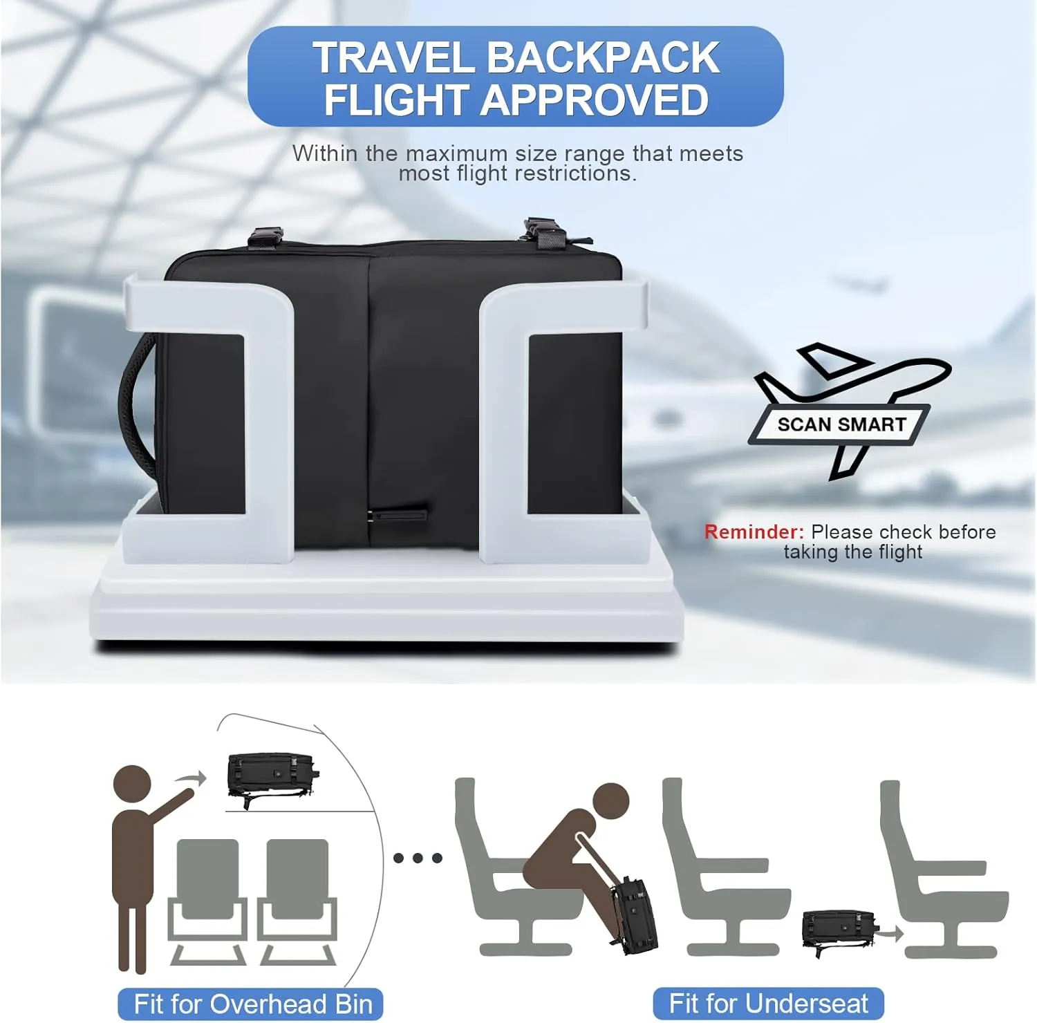 coofay Travel Backpack For Women Airline Approved Carry On Waterproof Sports Luggage Casual Daypack Small Hiking Backpack Black