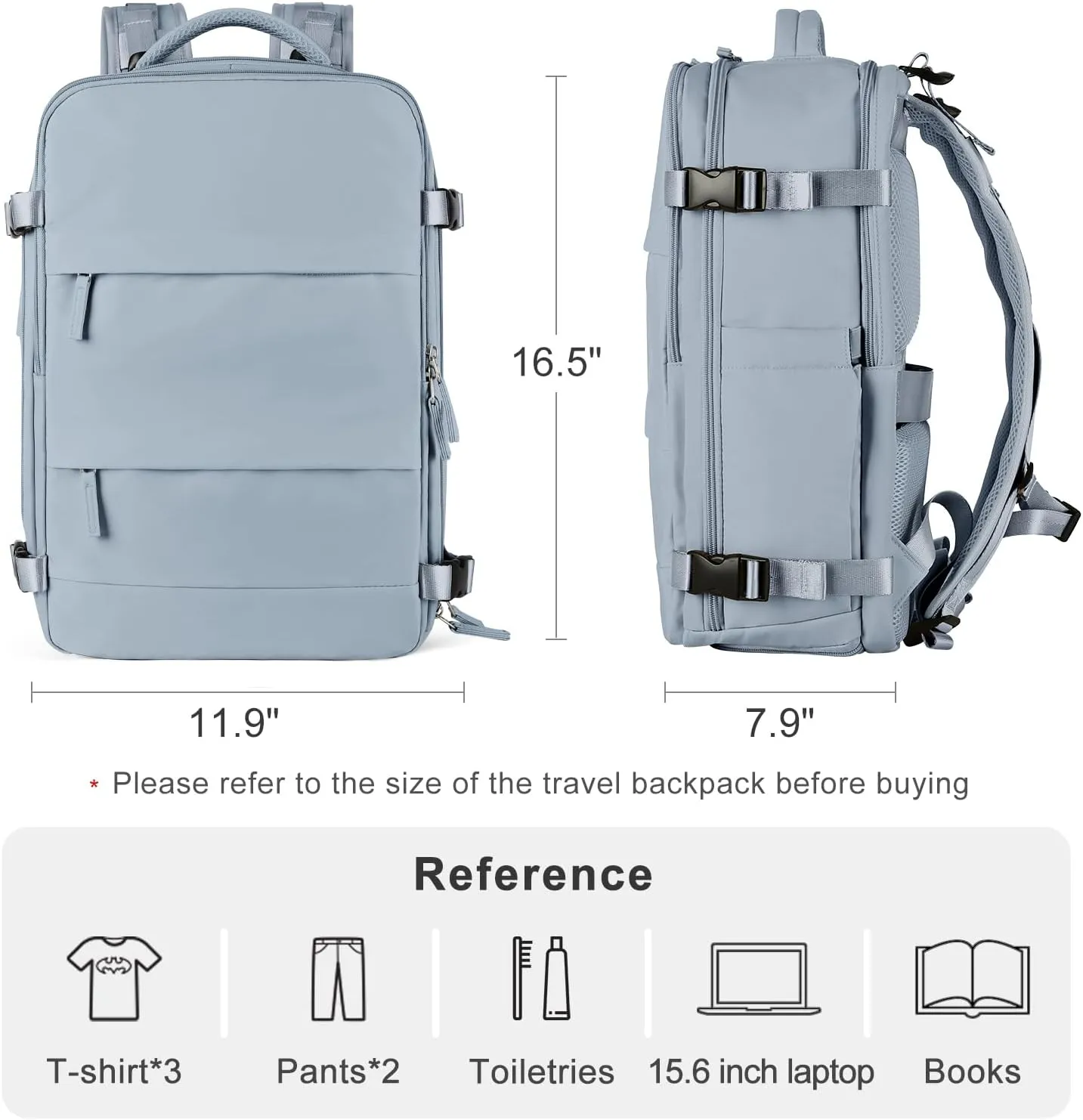 coofay Travel Backpack For Women Men Airline Approved Carry On Backpack Flight Approved Waterproof Sports Luggage Backpack Casual Daypack Small Hiking Backpack Grey Blue