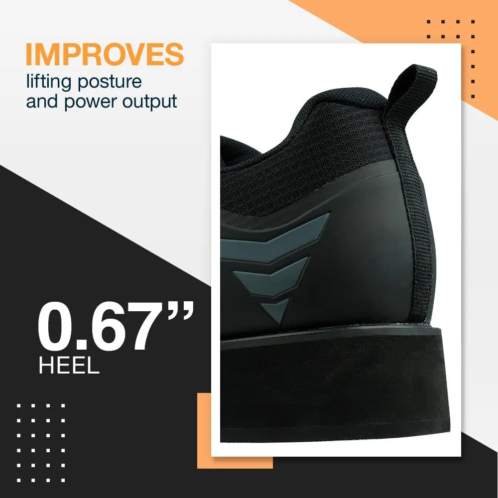 Core Weightlifting Shoes - Squat Shoes for Men and Women – Weight Lifting Shoes for Powerlifting, Deadlifting & Crossfit - Strap and Lace-Up Gym Shoes – Non-Slip Olympic Lifting Shoes with 0.67" Heels